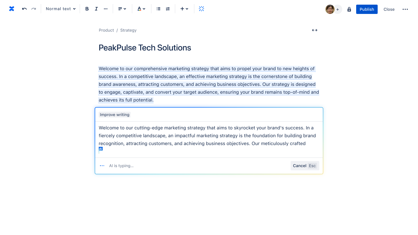 Atlassian Intelligence in Confluence