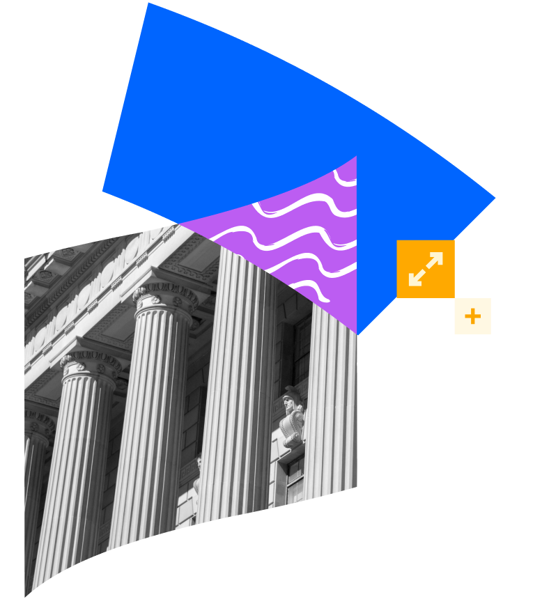Header illustration with a picture of columns on a buildling