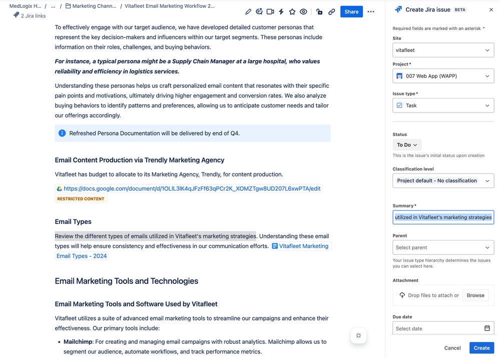 Jira from Confluence