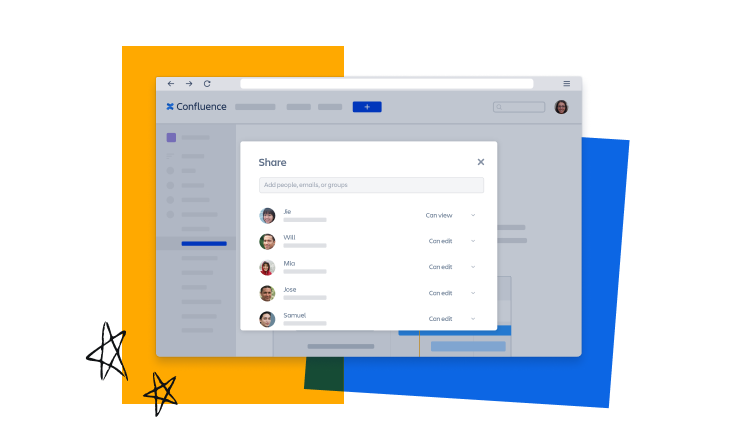 イラスト: Confluence 共有機能