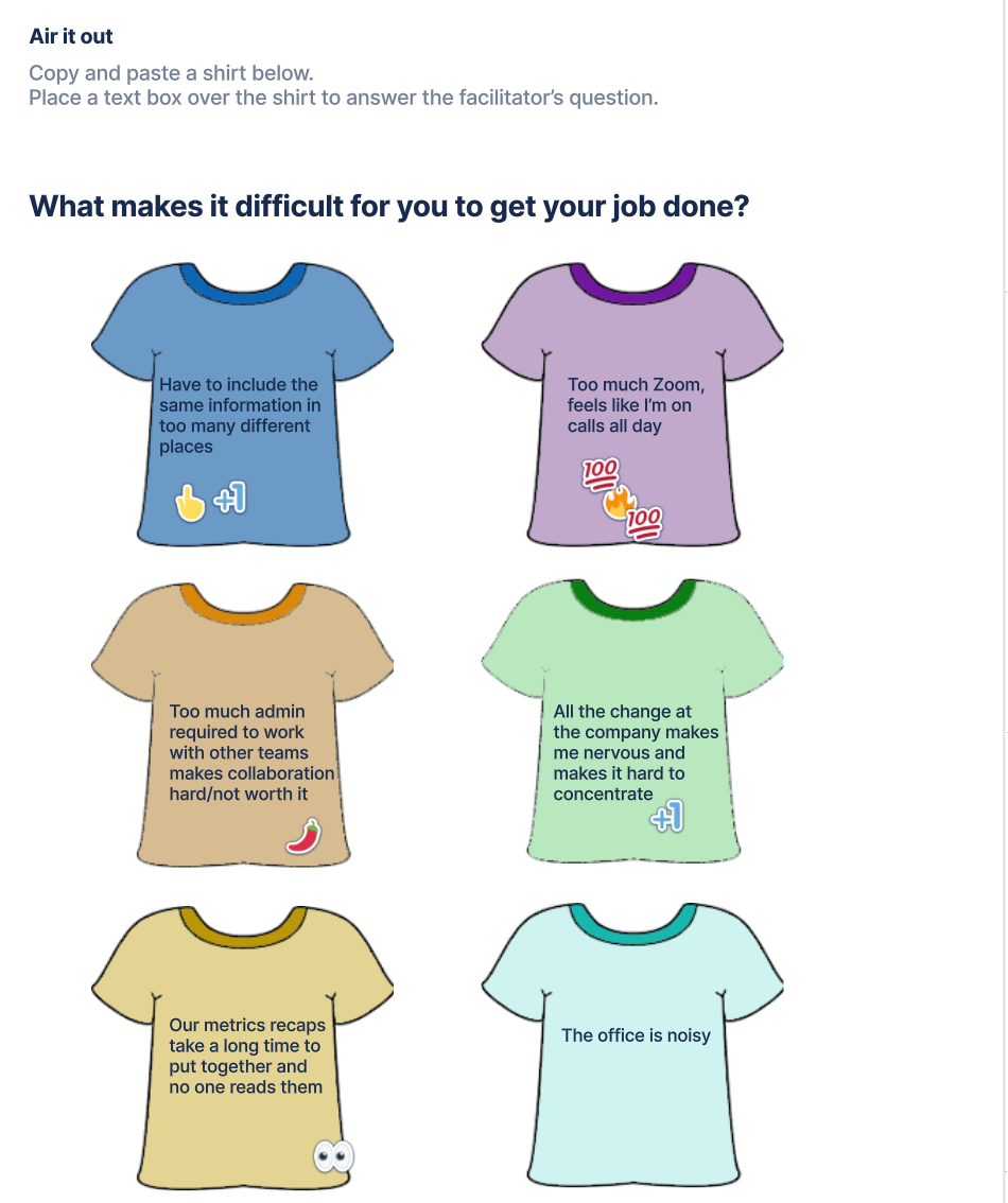 Tshirt icebreaker labels with emoji reactions