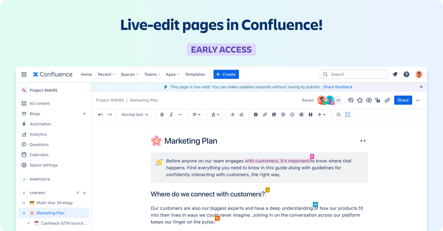 Live-edit pages in Confluence screenshot.