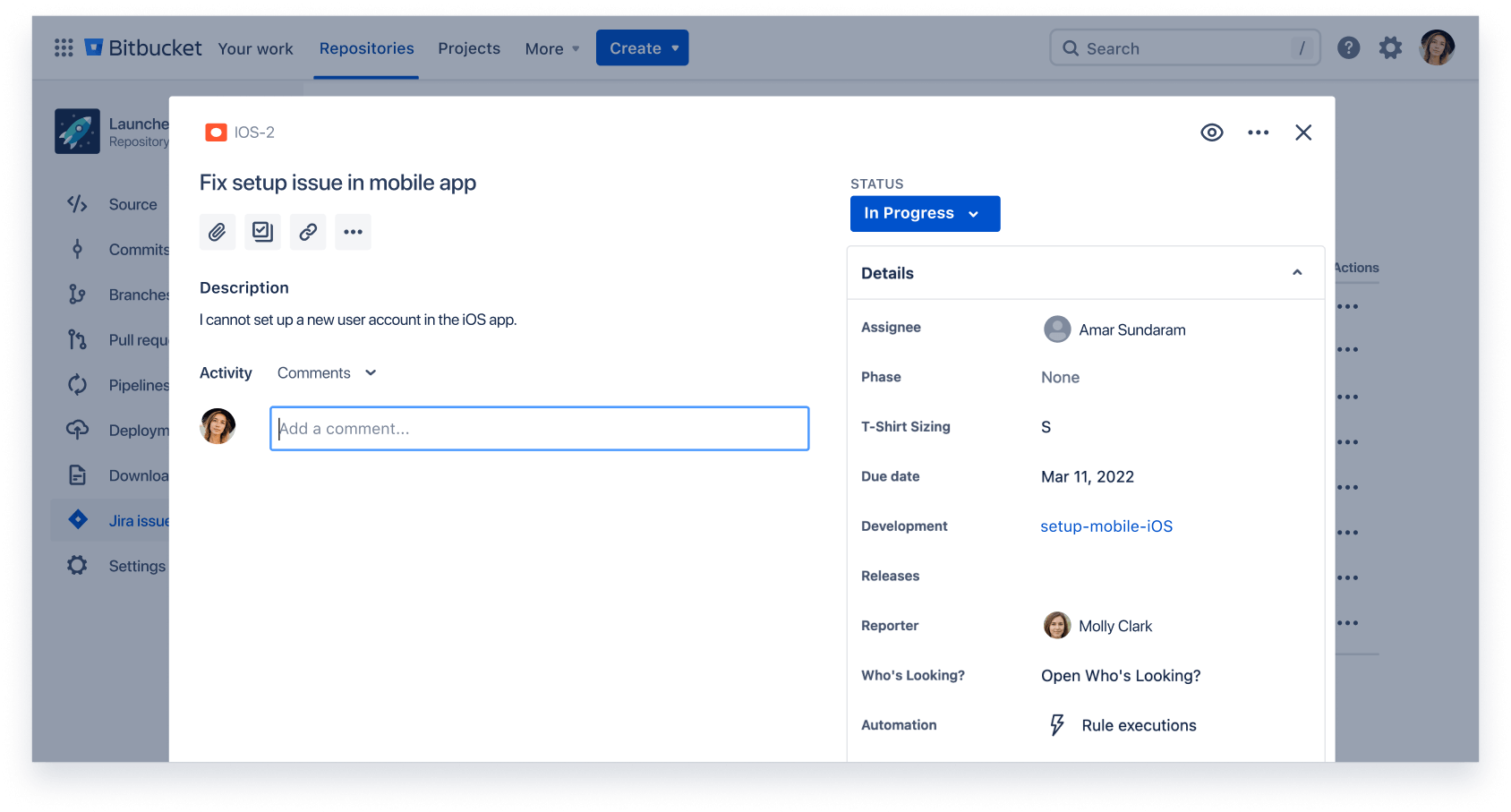 Captura de pantalla de Bitbucket Pipelines