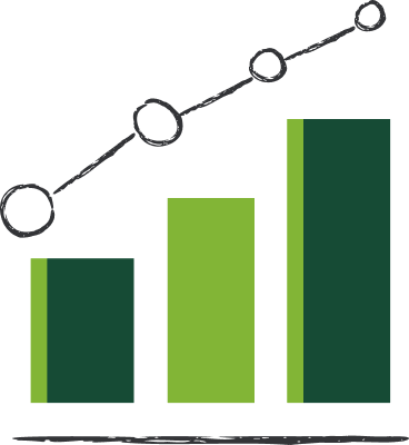 Illustration depicting green bar graphs