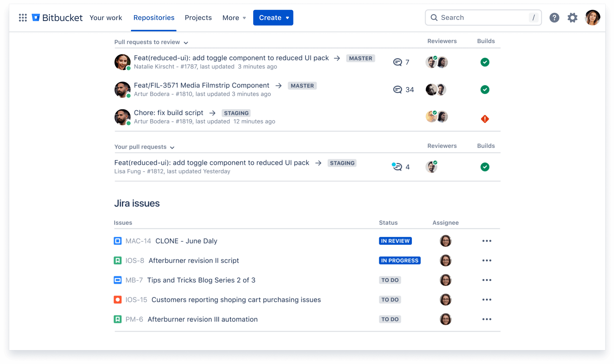 bitbucket のスクリーンショット